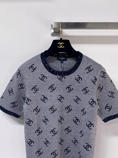 26ss All-over logo print short-sleeved T-shirt