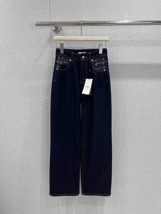 Pocket color-blocked straight leg pants