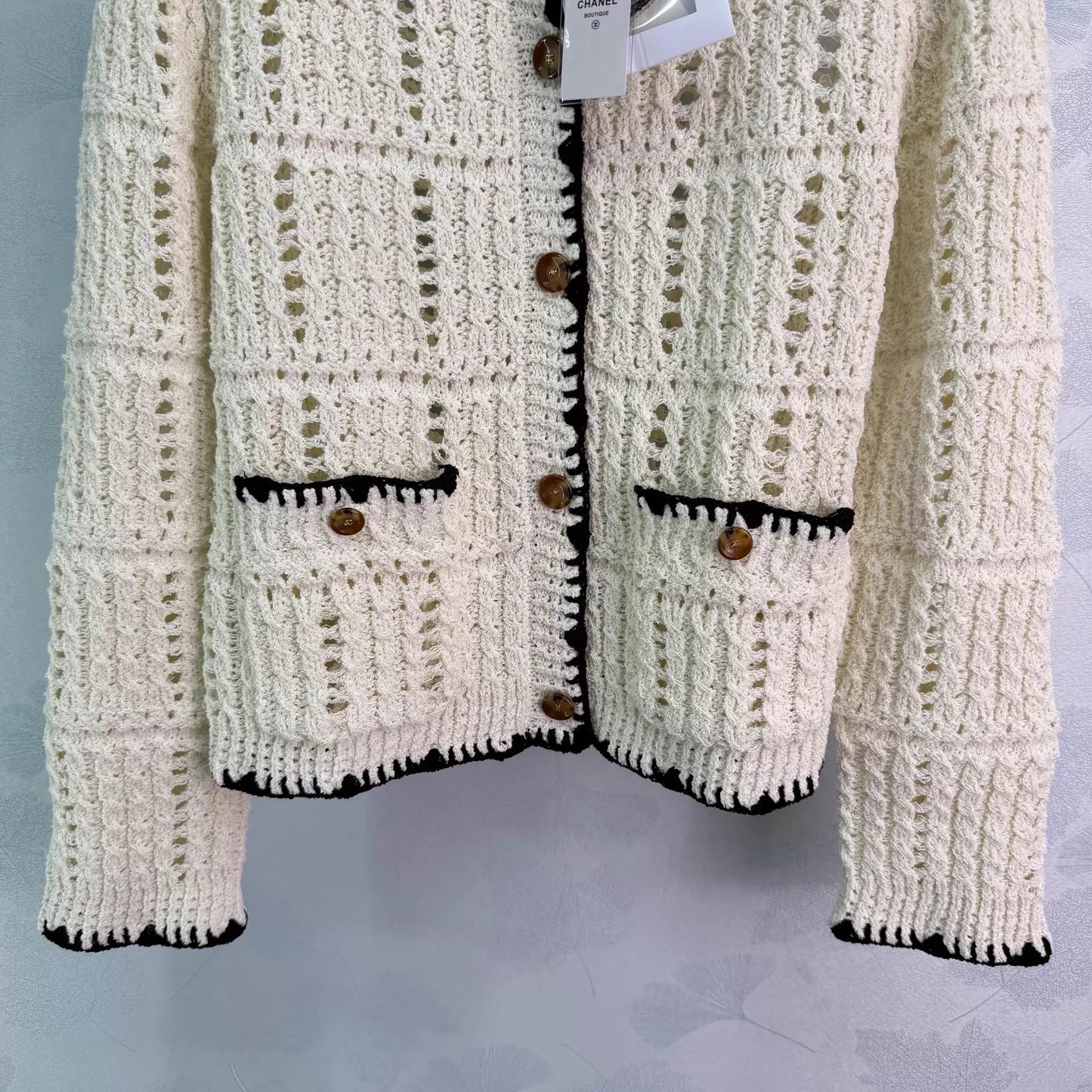 French-style crochet knit cardigan