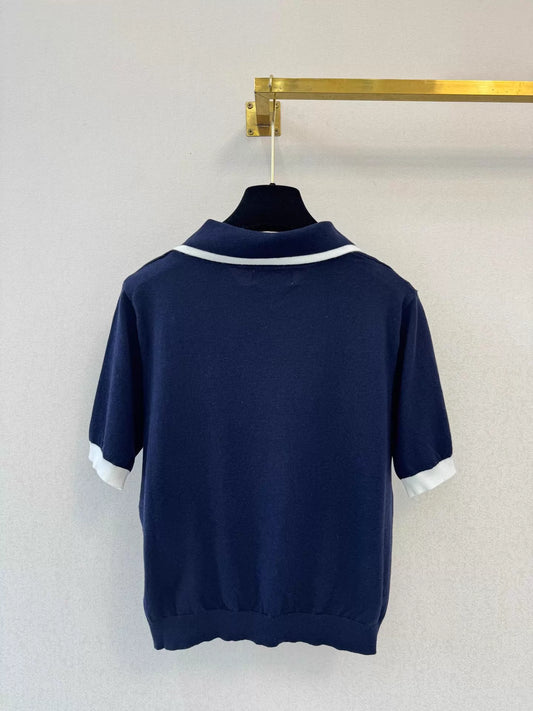 26ss Navy-style knit T-shirt