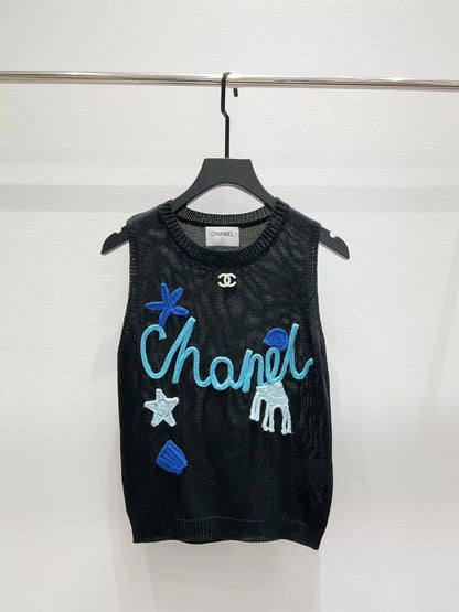 26ss Embroidered Crochet Vest