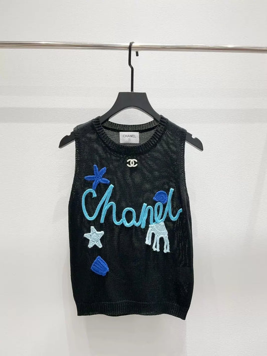 26ss Embroidered Crochet Vest