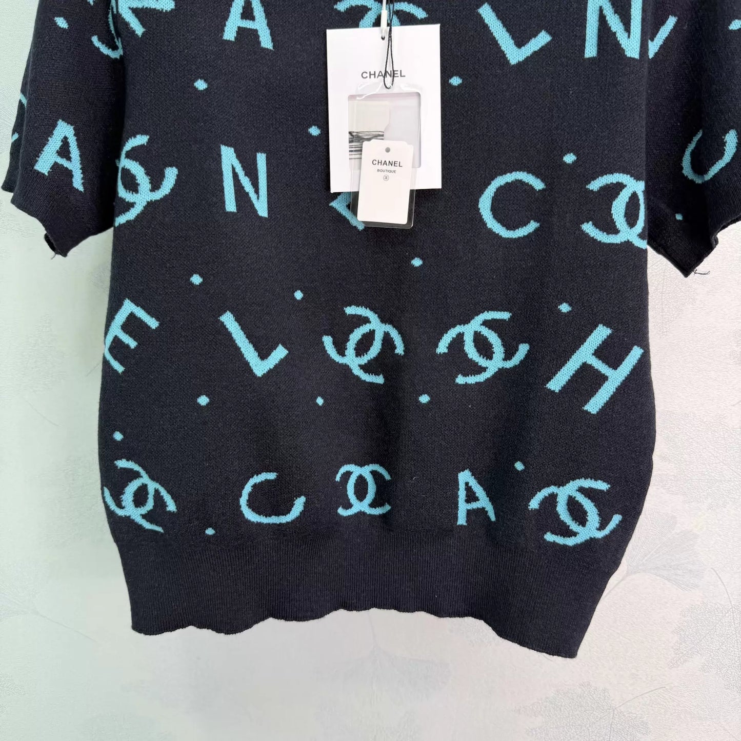Letter Knit Short-Sleeve T-Shir