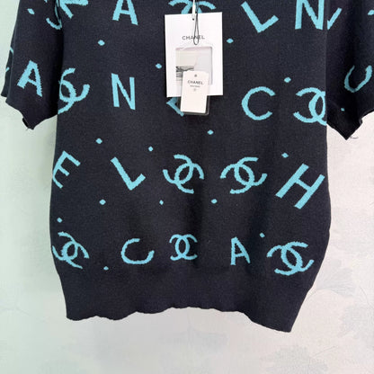 Letter Knit Short-Sleeve T-Shir
