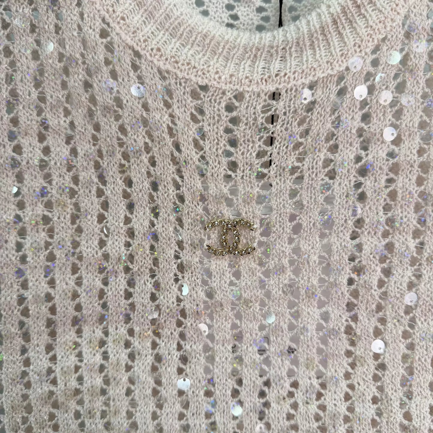 26ss Sequined Openwork Knit T-shirt