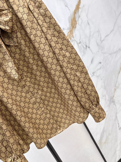 26ss Letter print ribbon shirt
