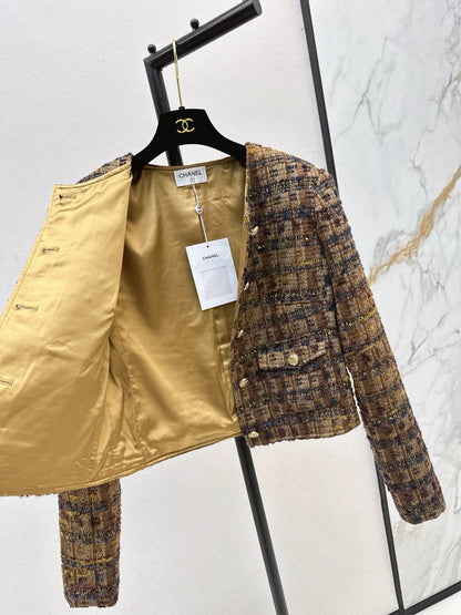 Color-blocked woven trim coat