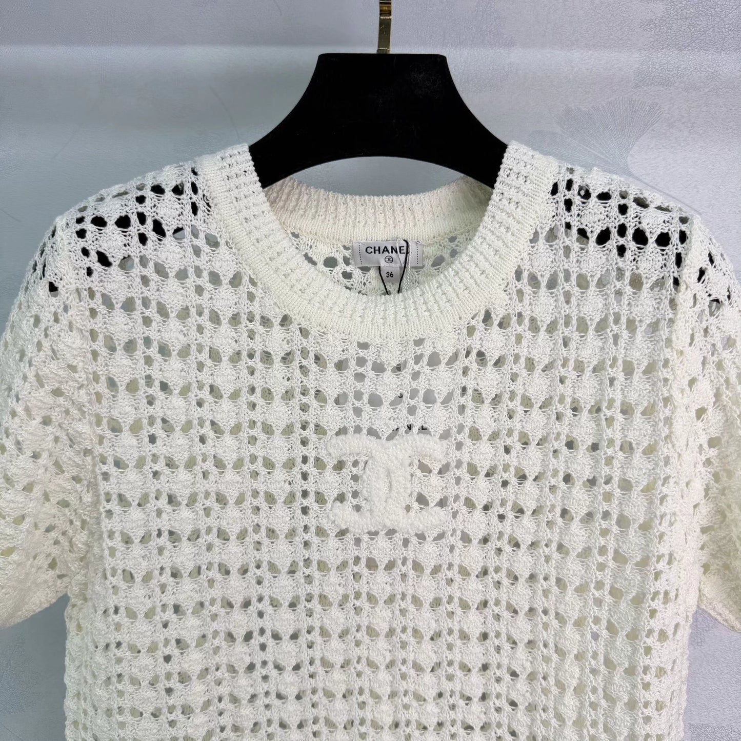 Openwork Knit Short-Sleeve T-Shirt