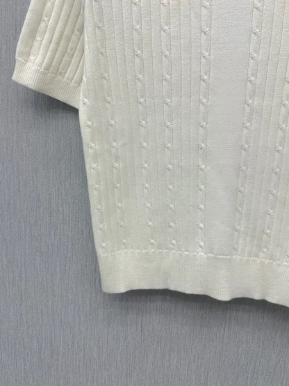 26ss Hollow-out logo lace T-shirt
