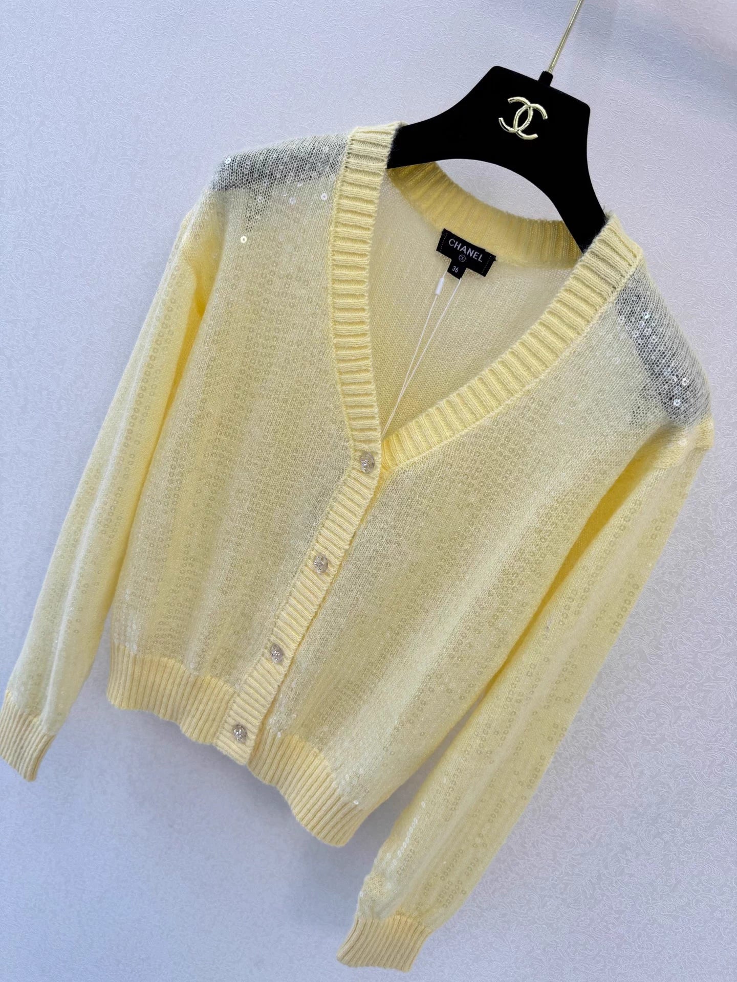 Sequined Mohair Knit Cardigan