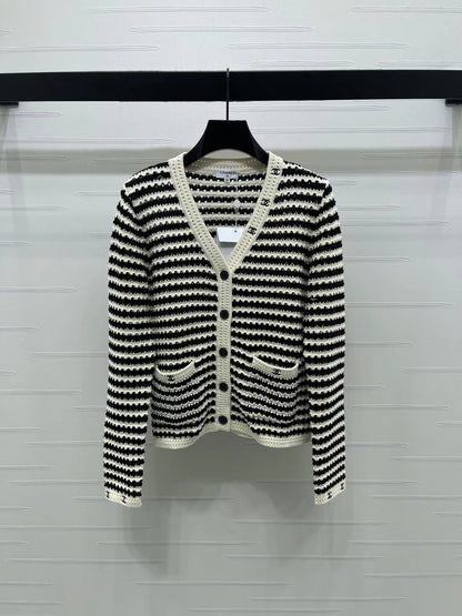 Striped V-neck Cardigan