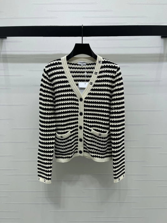Striped V-neck Cardigan