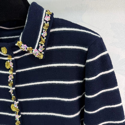 Navy-style striped coat