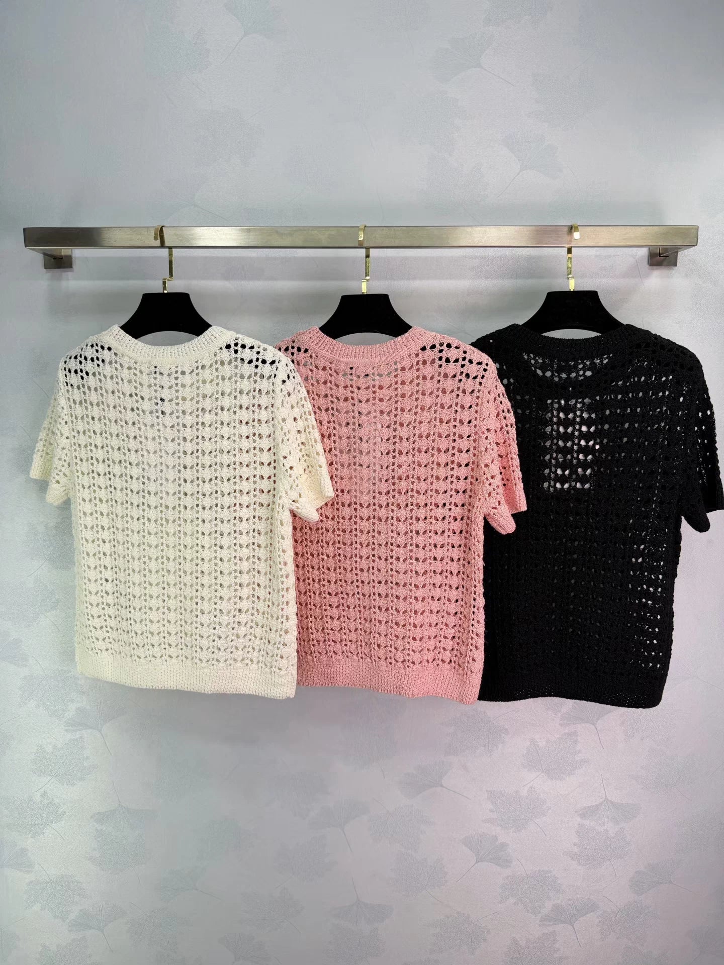 Openwork Knit Short-Sleeve T-Shirt