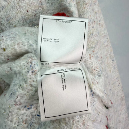White blended yarn cardigan