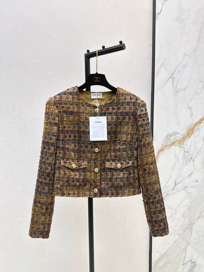 Color-blocked woven trim coat