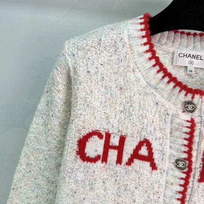 White blended yarn cardigan