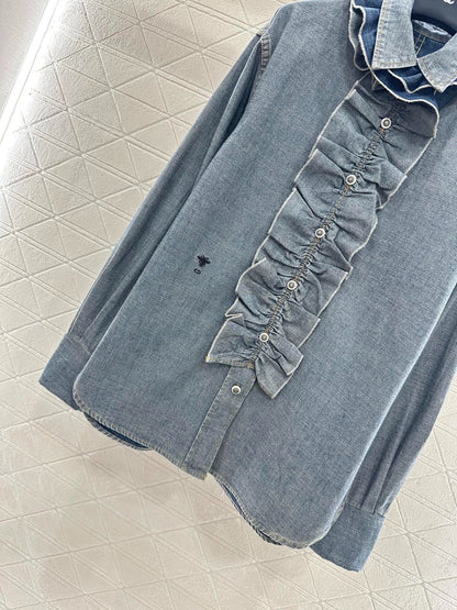 25fw Lace denim shirt
