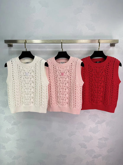 Openwork Knit Sleeveless Vest