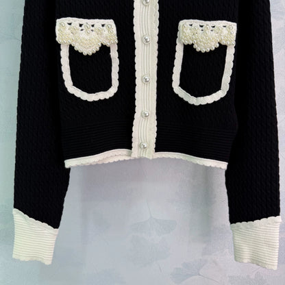 Color-blocked knit cardigan
