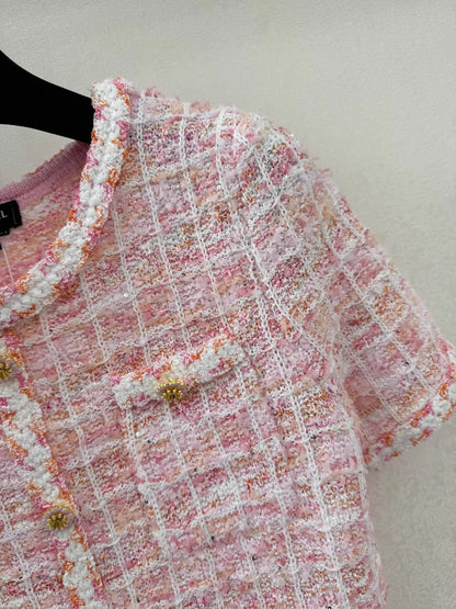 26ss Jacquard Short-Sleeve Knit Top