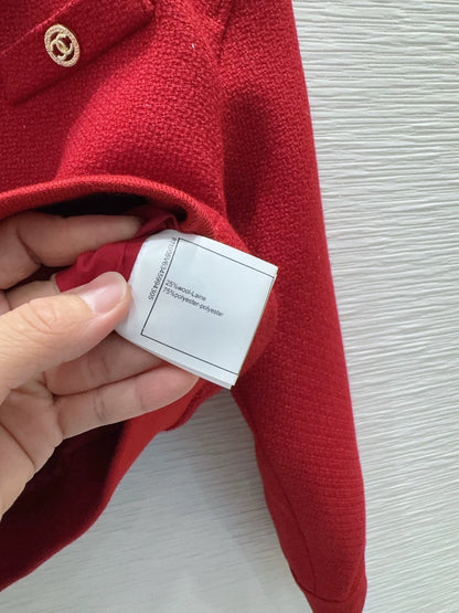Red Single-Breasted Long-Sleeve Jacket