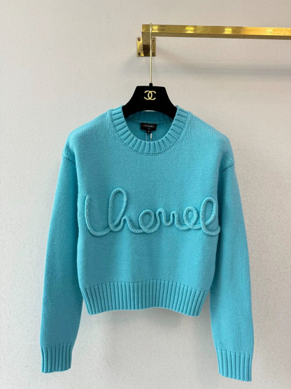 3D letter knitted sweater
