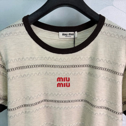 MiuMiu/26ssNew Striped Knit Short Sleeve