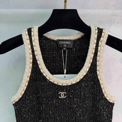 Black tweed blend vest