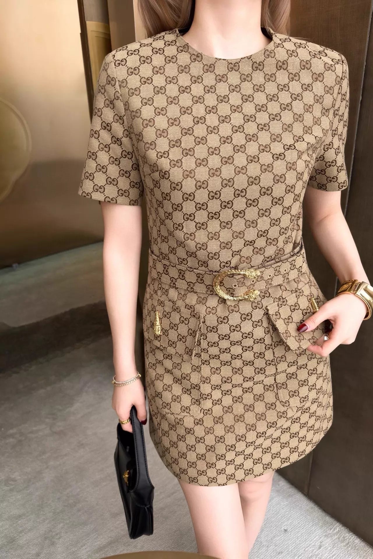 26ss Jacquard short-sleeved dress