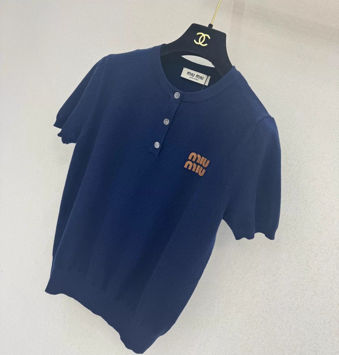 26ss Embroidered Logo Knit T-Shirt