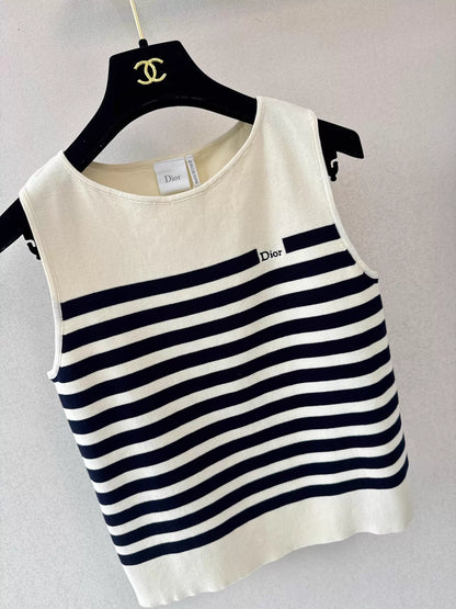26ss Striped Sleeveless Knit Vest