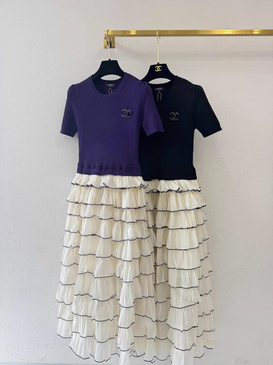 26ss Faux Two-Piece Patchwork Dress