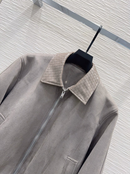 26New Collection: Long-Sleeve Jacket with a Knitted Collar (Grey)