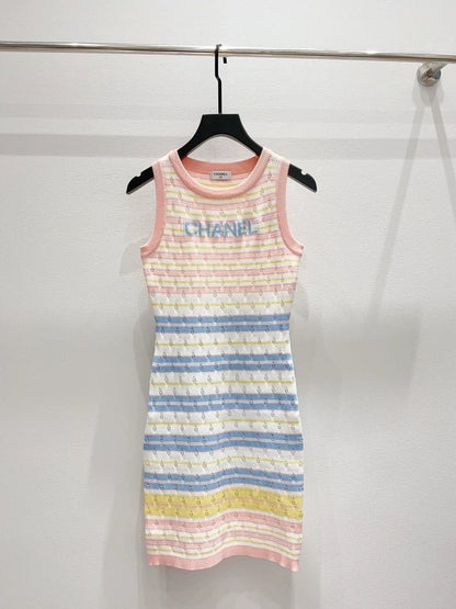 26ss Striped letter vest dress