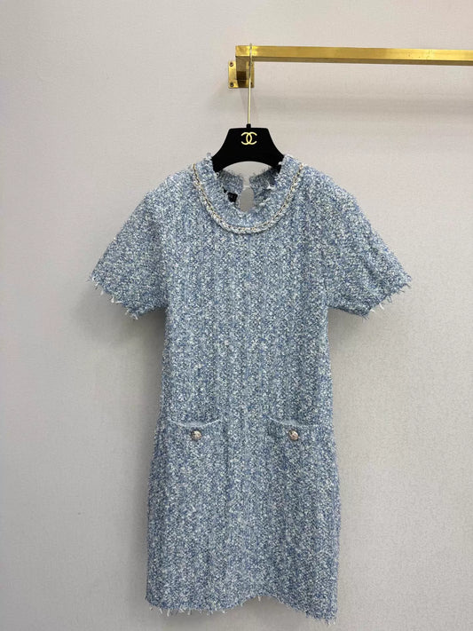Tweed Short-Sleeve Dress