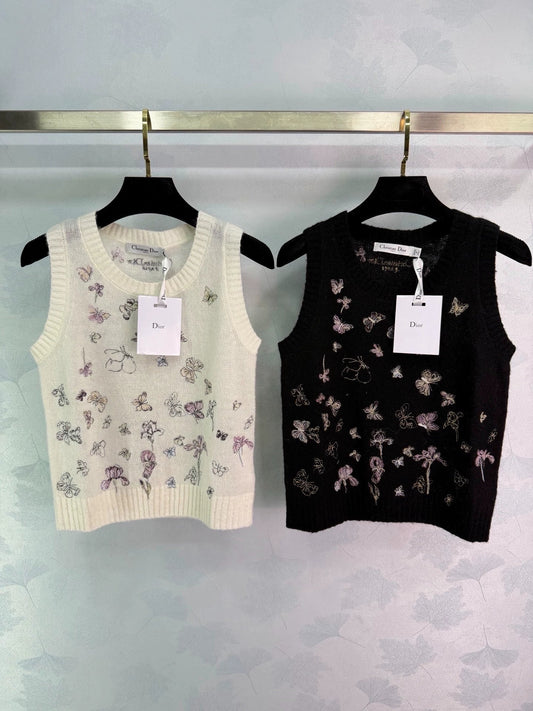 Butterfly Embroidered Knitted Vest