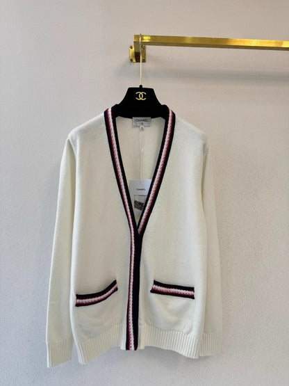 Preppy style color-blocked cardigan