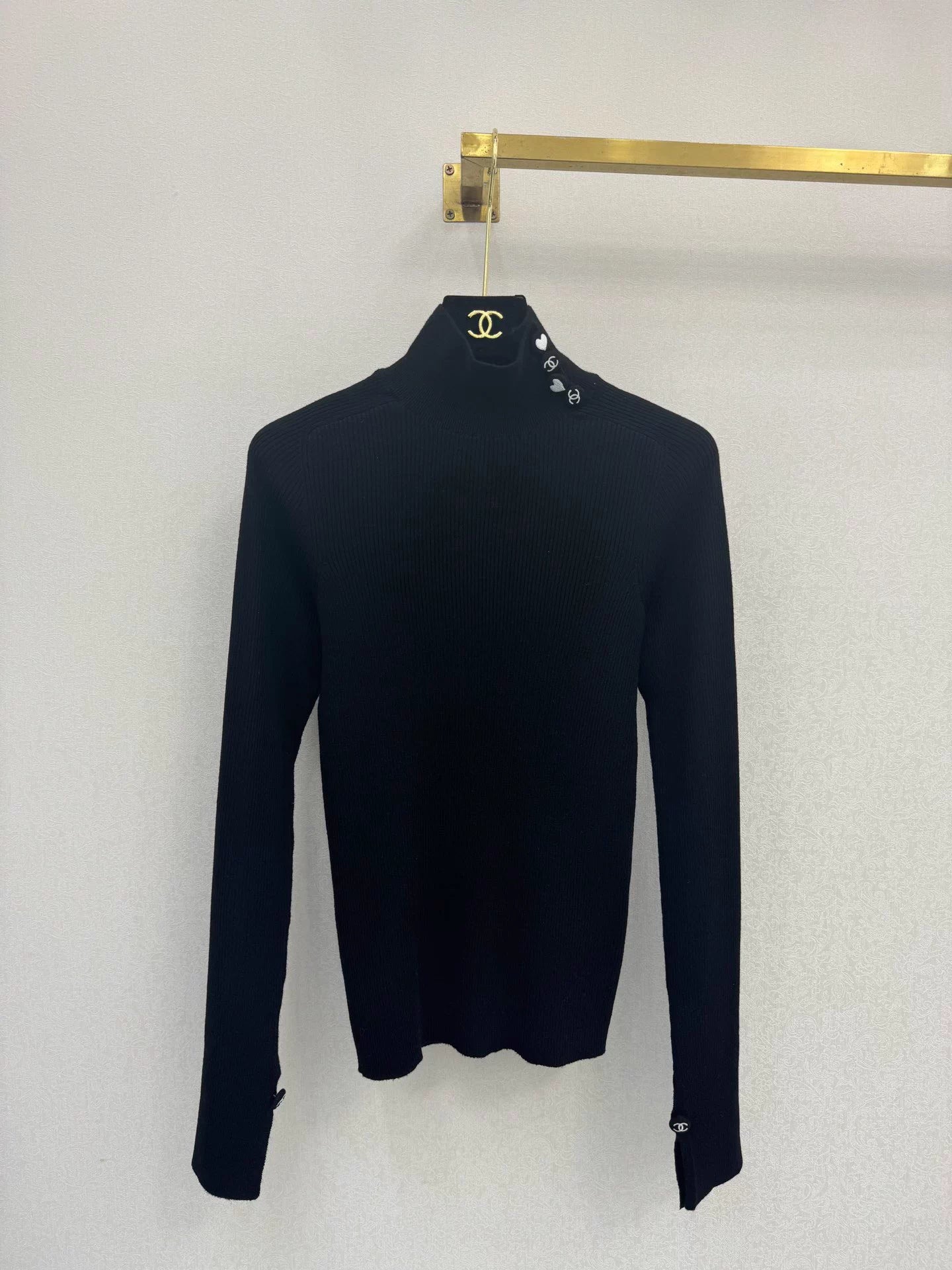 High-neck knit base layer top
