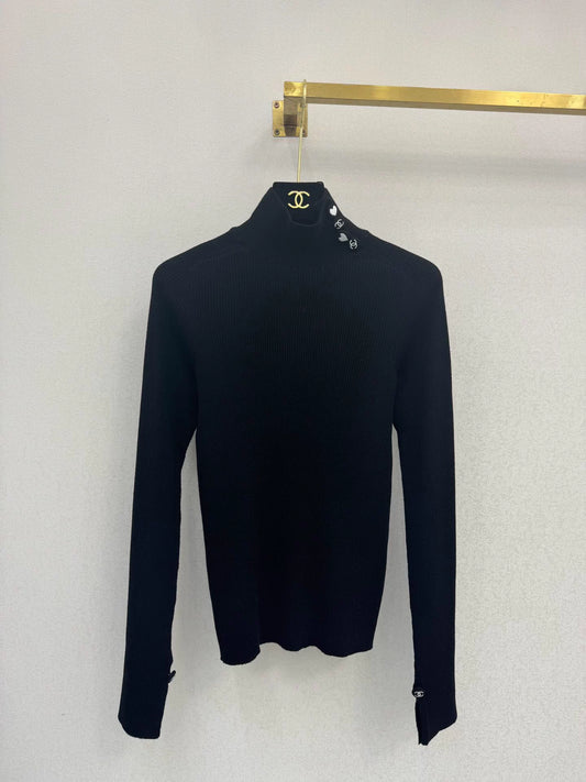 High-neck knit base layer top