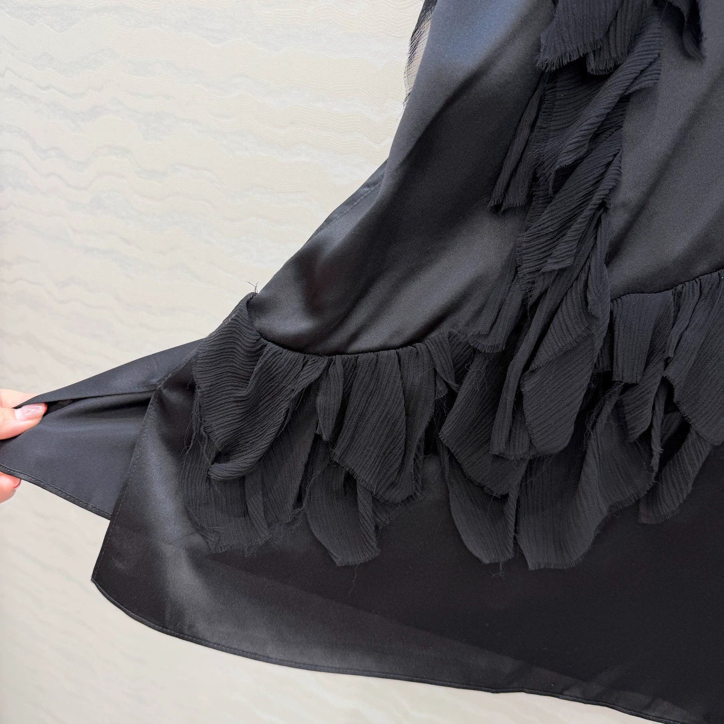 26ss 3D Feather Silk Satin Top