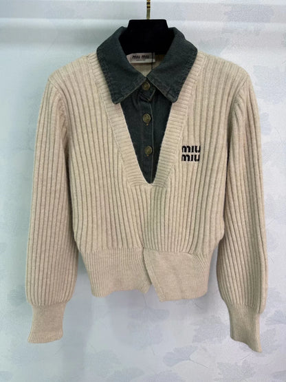 Denim Patchwork Sweater
