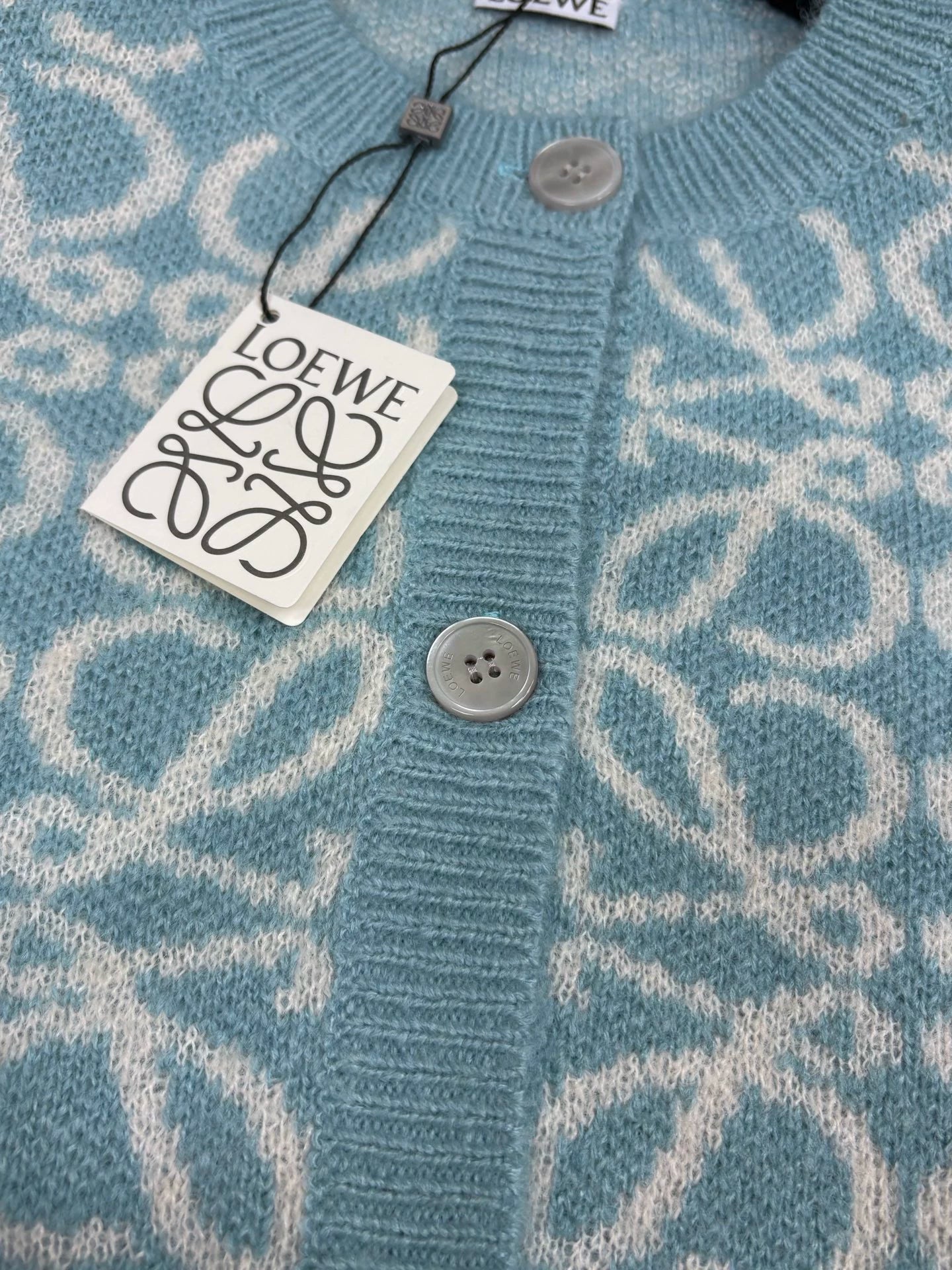 Color-blocked logo jacquard cardigan