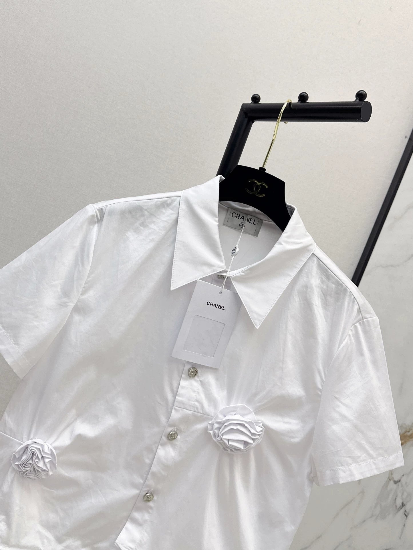 3D floral short-sleeved shirt