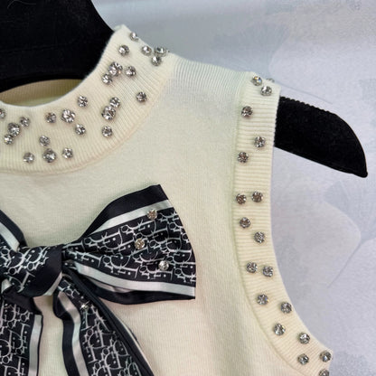 Silk scarf bow vest
