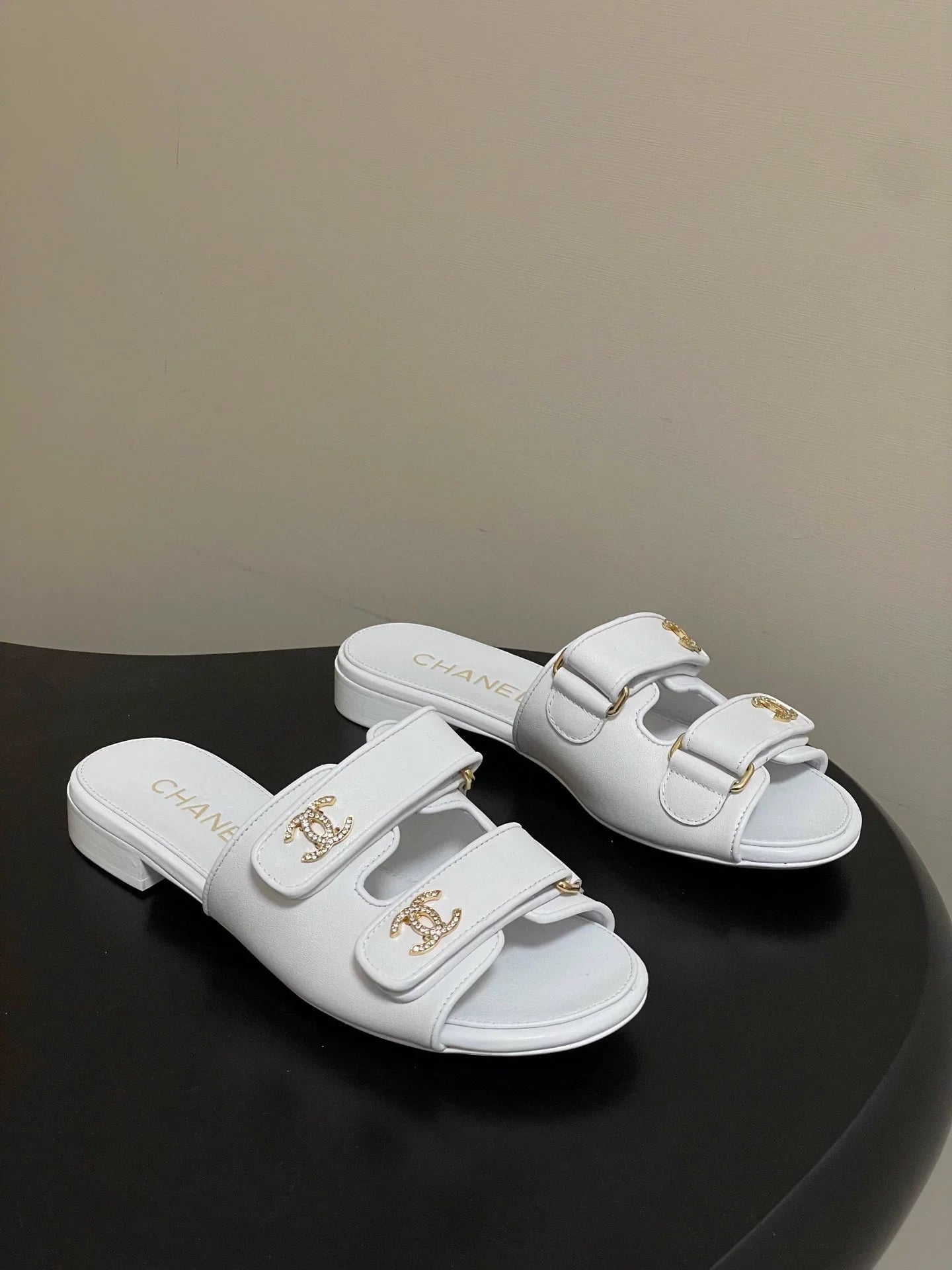 Double C rhinestone buckle sandals