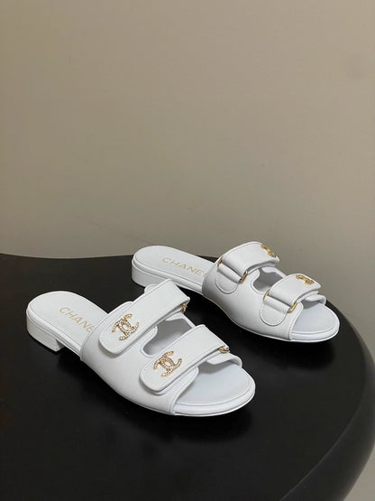 Double C rhinestone buckle sandals