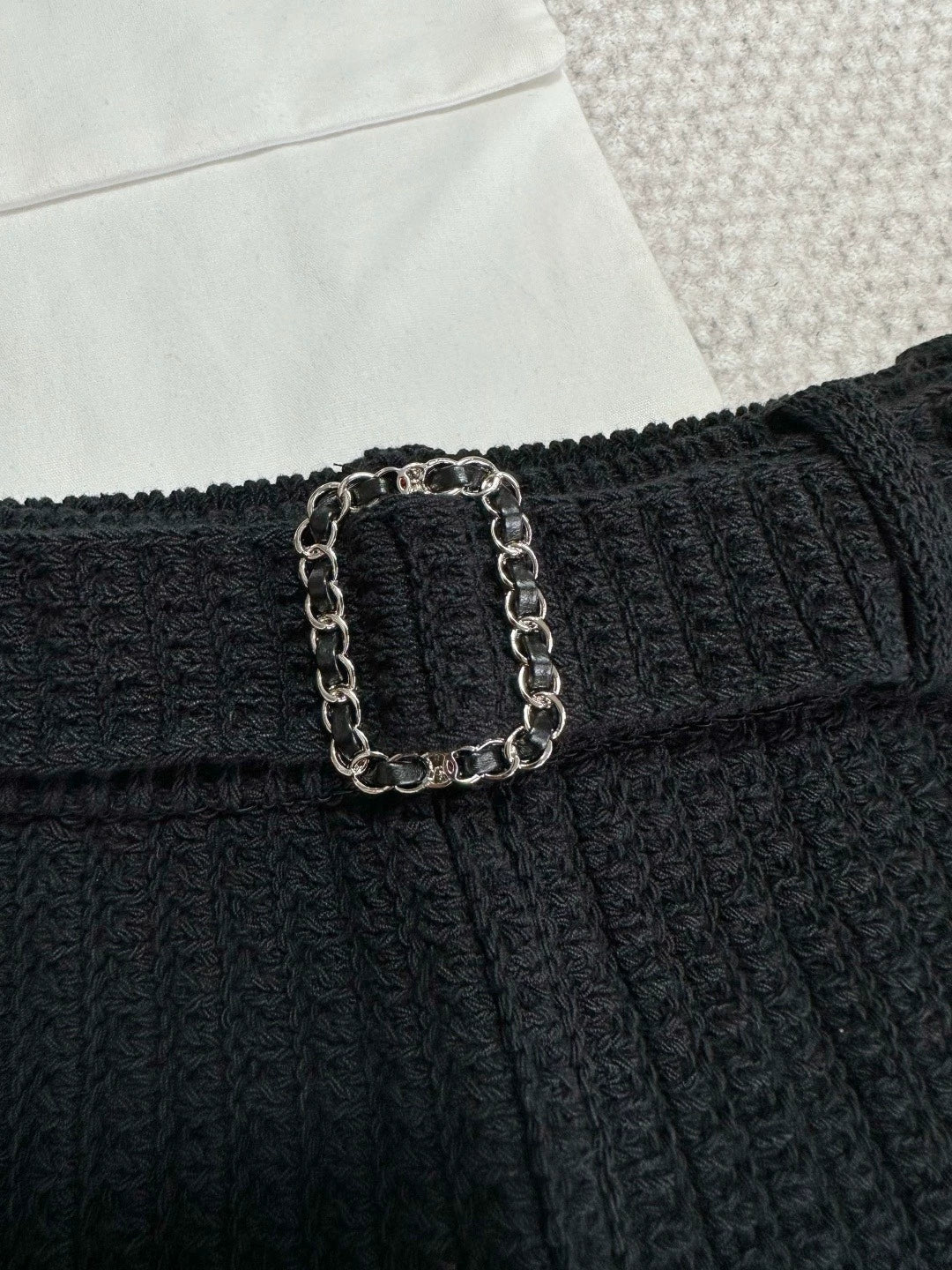 Ruffled Knit Cardigan/belted shorts