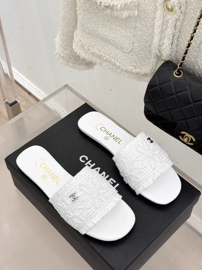 Woven Double C Flat Slippers