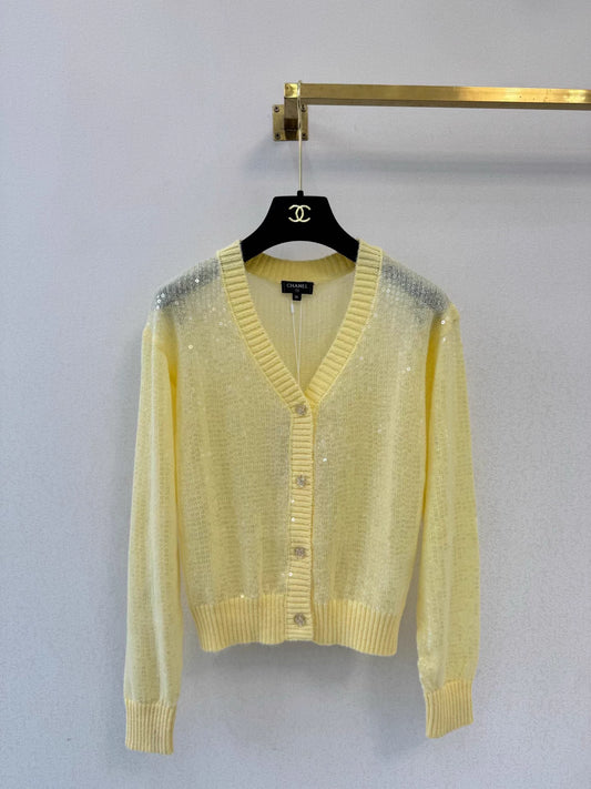 Sequined Mohair Knit Cardigan